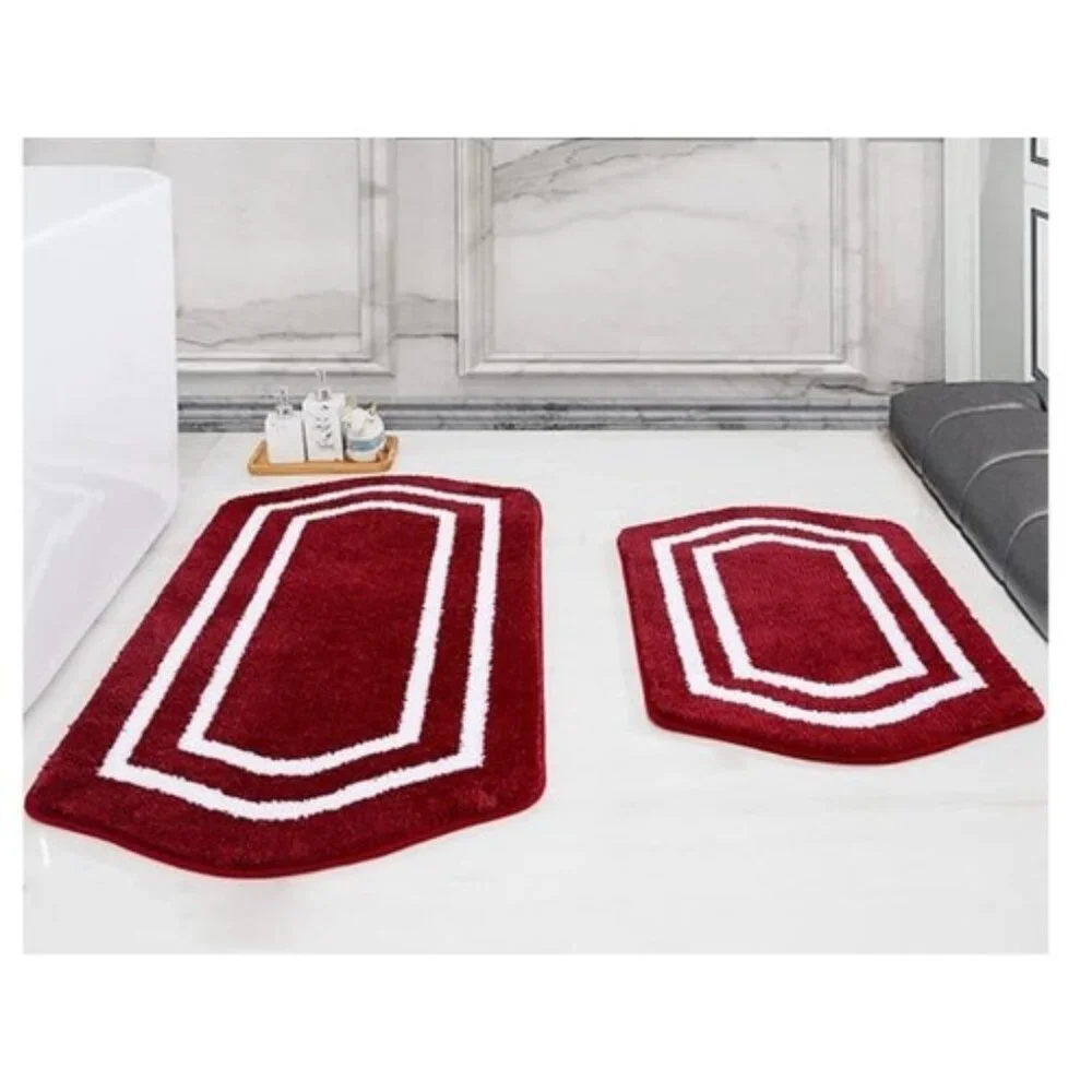 Bath Mat Rug Set Extra Thick Red Anti-slip Plush Cosy Homeer NIB - Picture 1 of 4